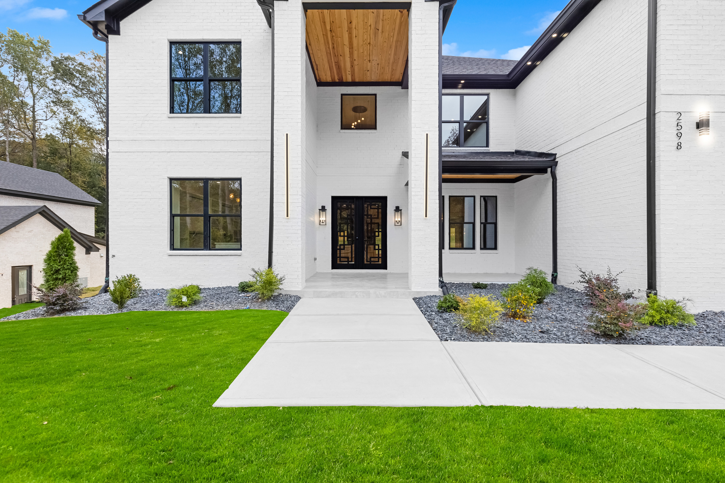 Front elevation of the finished spec home