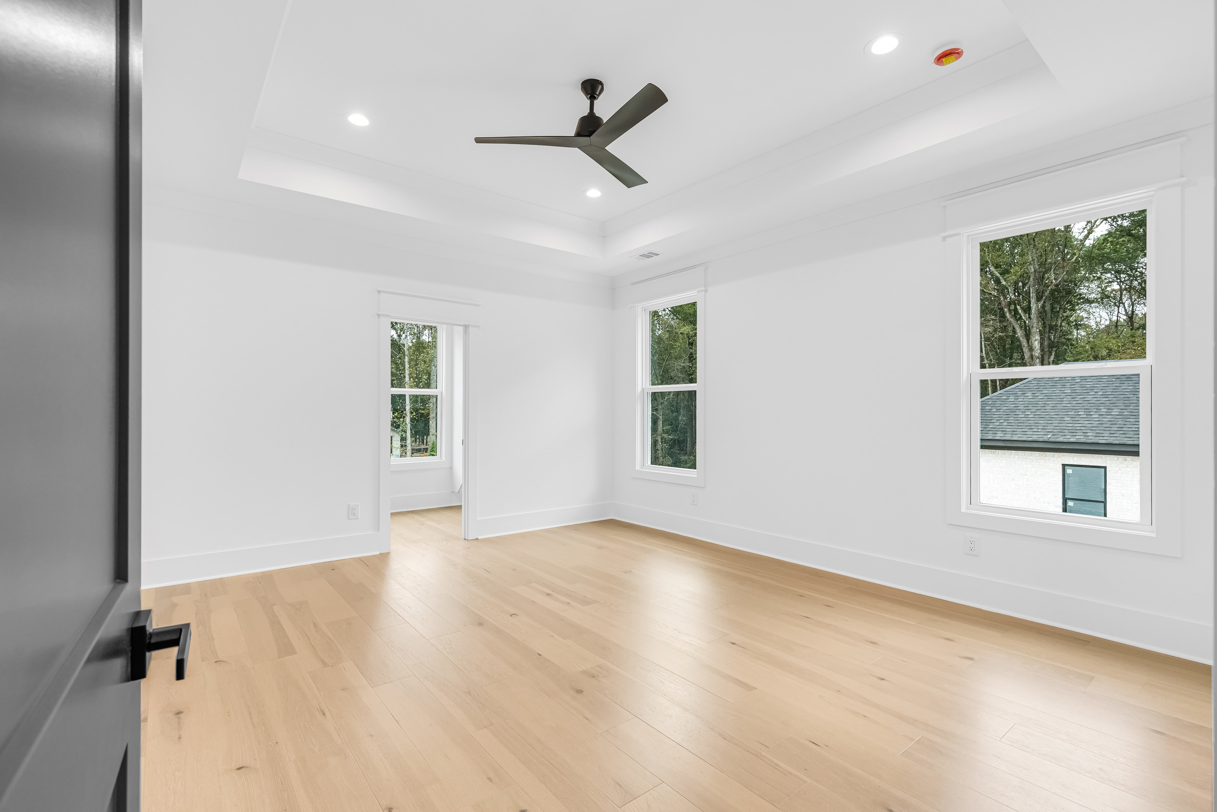 Primary bedroom with tray ceiling